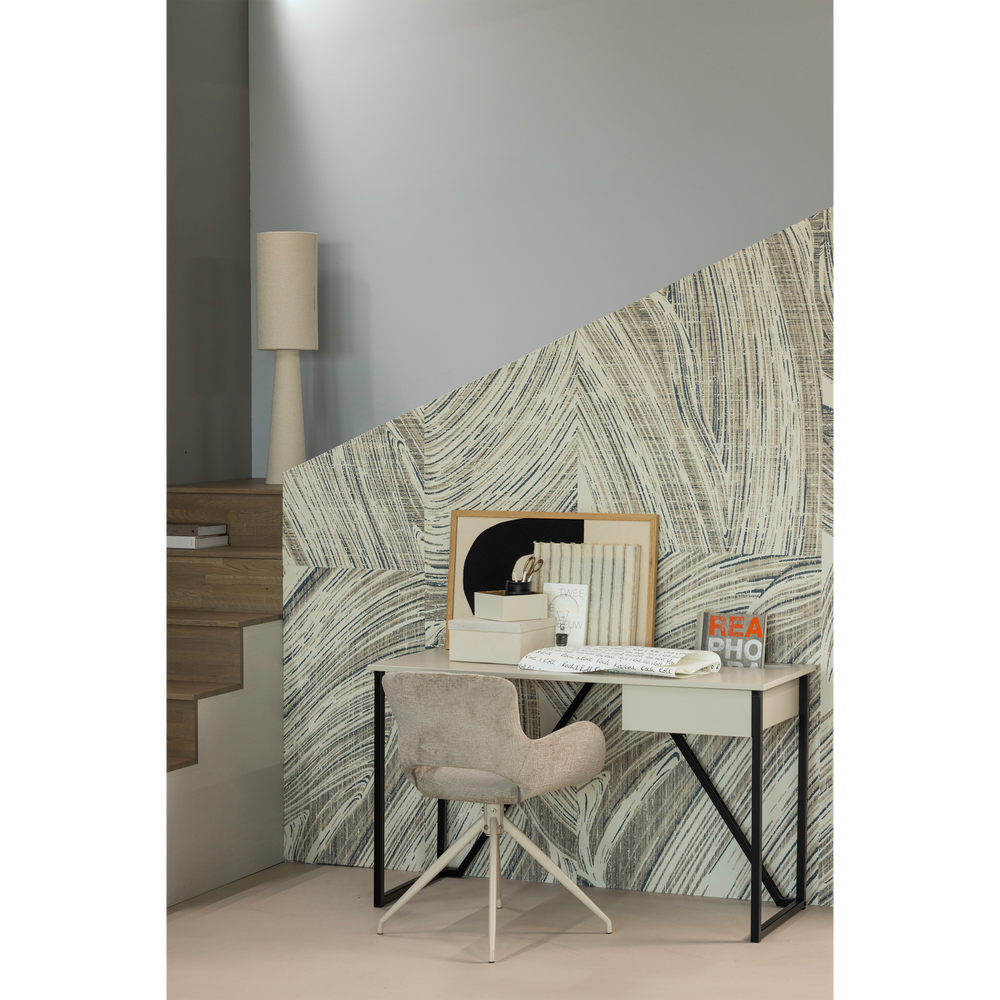 Valgomojo kėdė ELIVA, struktūrinis veliūras, smėlio spalva (komplektas iš 2)