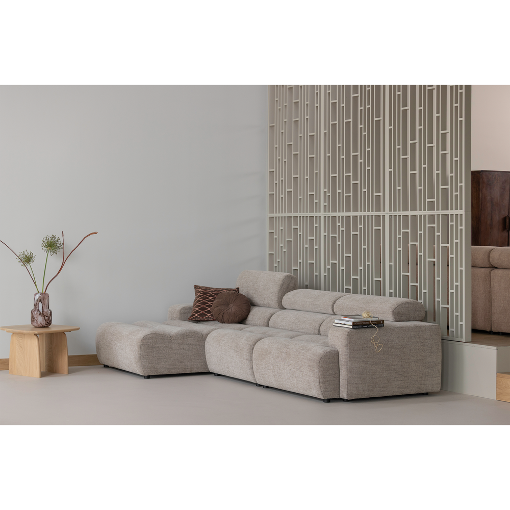 Šezlongo elementas NOVI, kairė pusė, natūrali melanžinė