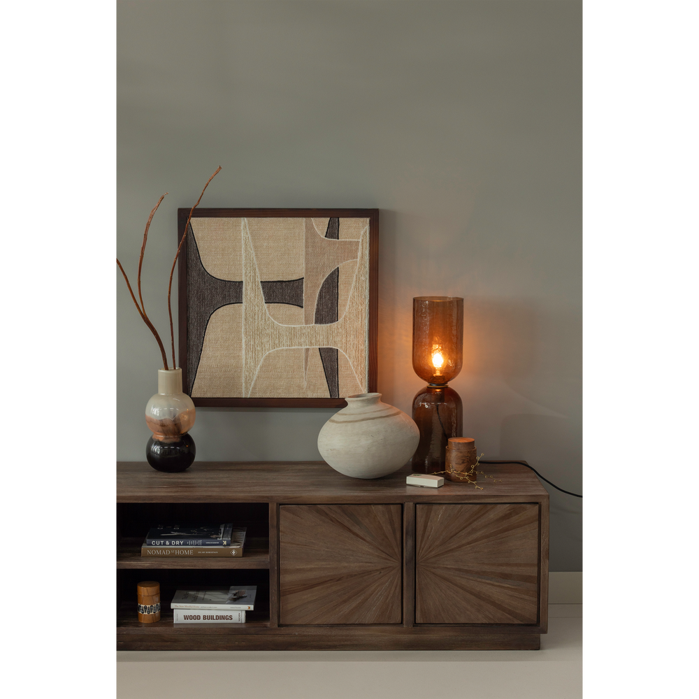 TV spintelė SUN su atviru skyriumi, perdirbta tikmedžio mediena, ruda