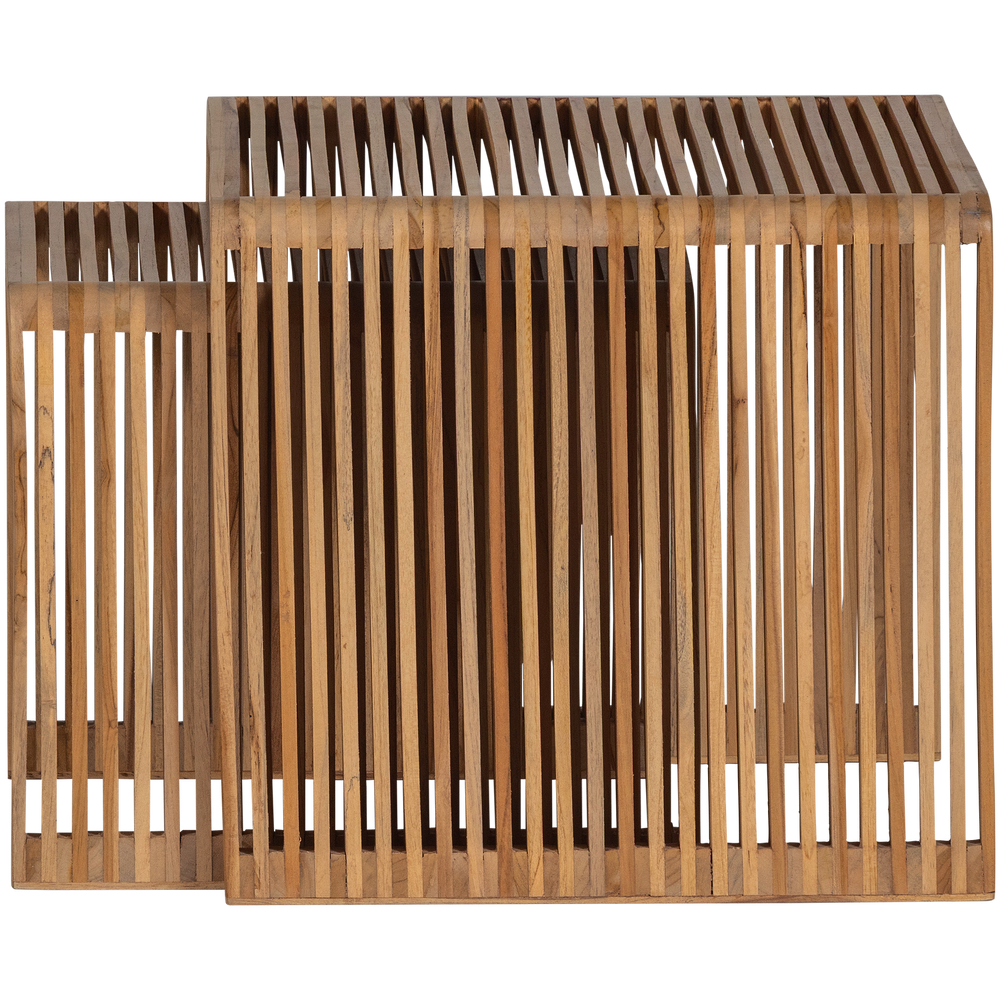 Šoniniai staliukai JASMIJN, perdirbtas tikmedis, natūralūs, 2 dalių rinkinys