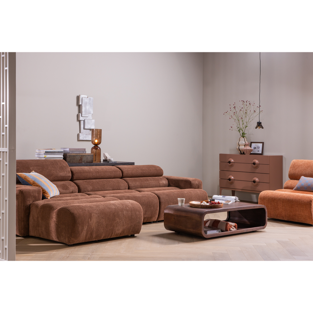 1-vietis elementas NOVI, porankis dešinėje, briaunotas audinys, terakotinė