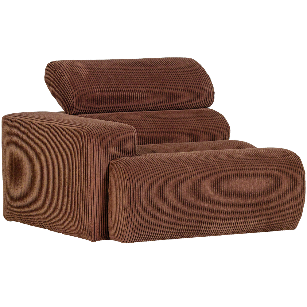 1-seater element NOVI, left armrest, ribbed fabric, terracotta color
