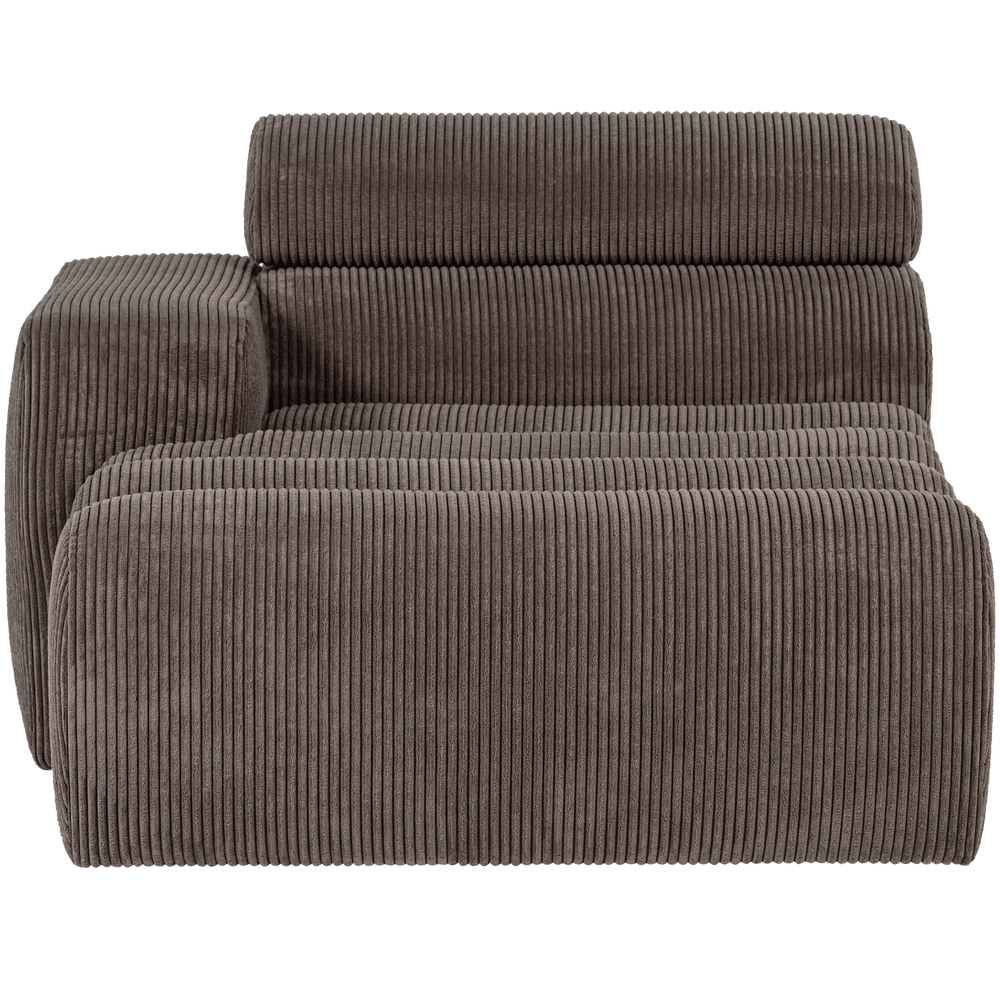 Chaise lounge NOVI, left side, ribbed fabric, grey-brown