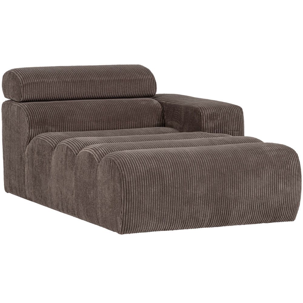 Šezlongo elementas NOVI, dešinė pusė, briaunotas audinys, pilkai ruda