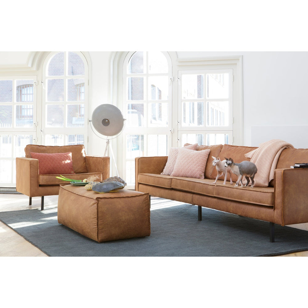 Pouf RODEO, cognac eco-leather