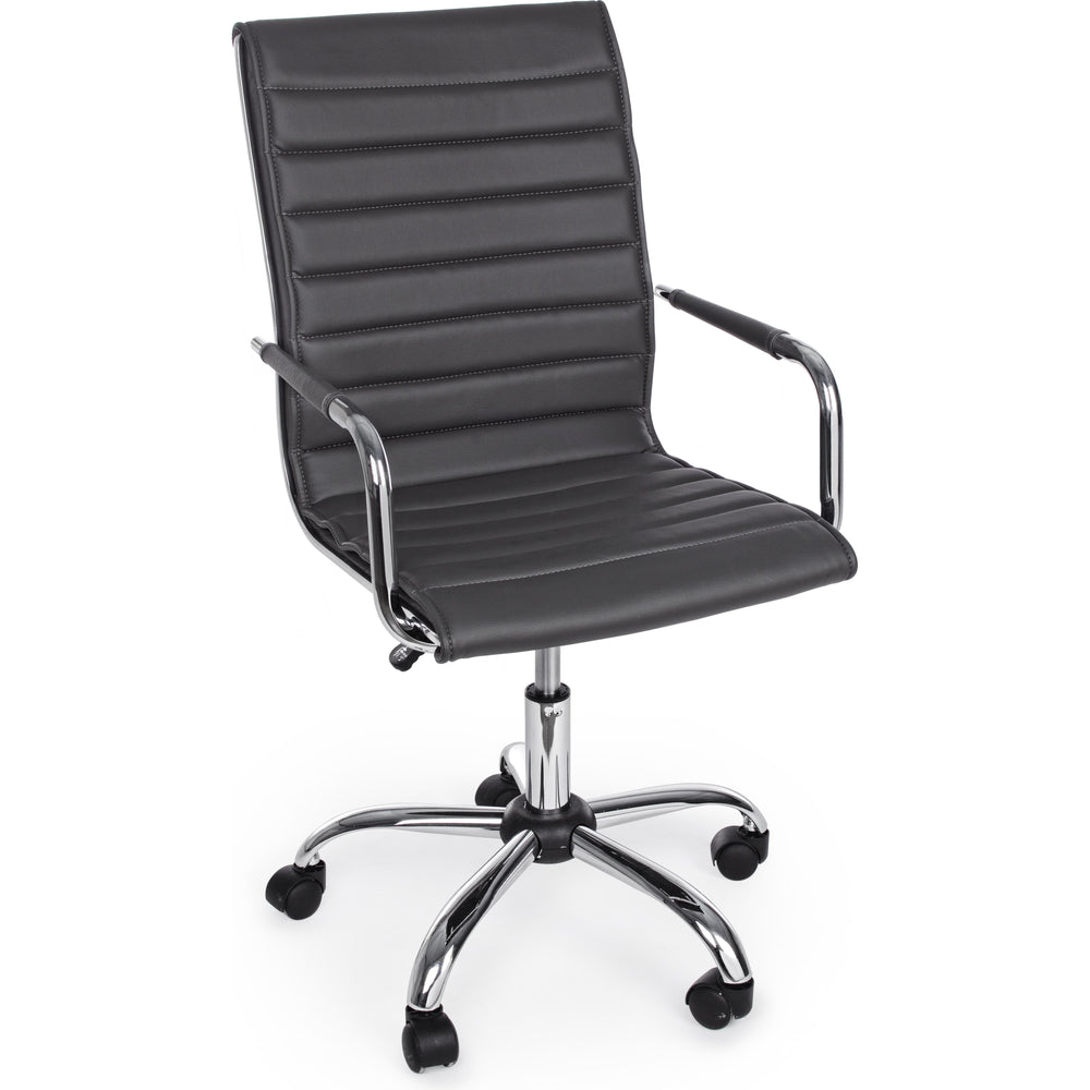 PERTH biuro kėdė su ratukais, dirbtinė oda, tamsiai pilka spalva