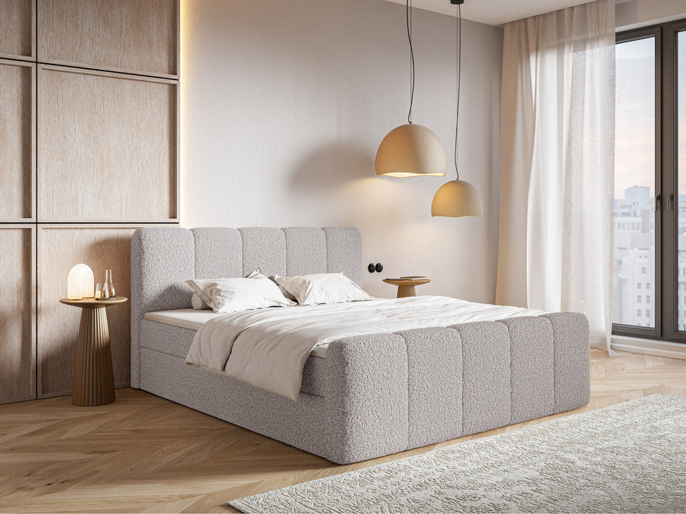 Kontinentinė lova SOFTY II, pilkšvai rudas boucle