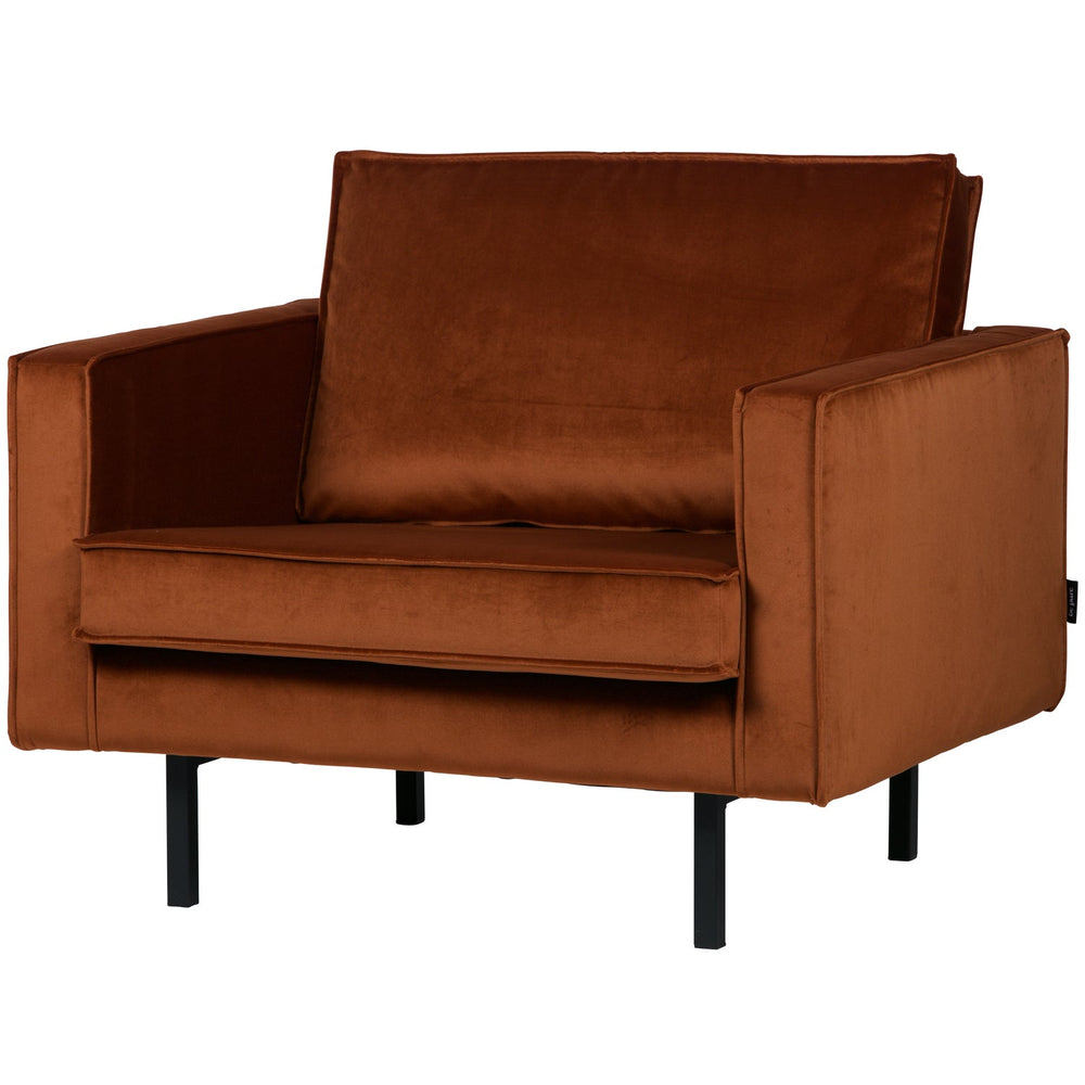 Armchair RODEO, velvet fabric, rust color