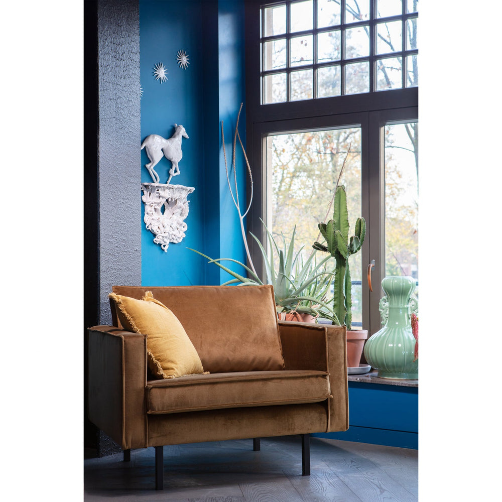 Armchair RODEO, velvet fabric, honey color