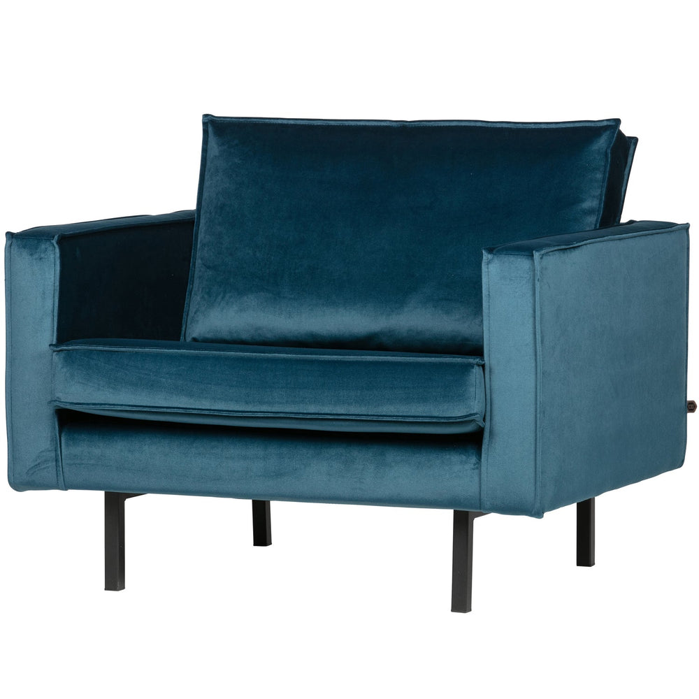 Armchair RODEO, velvet fabric, blue color