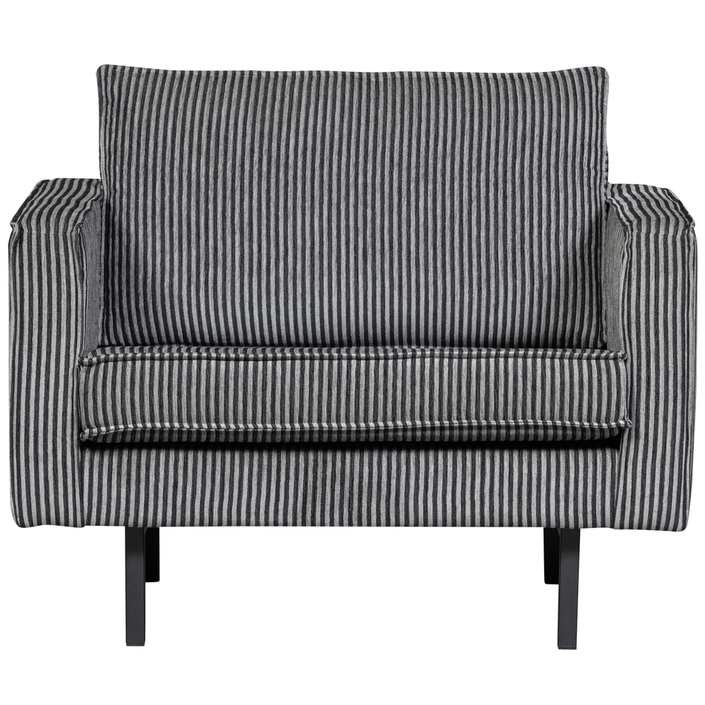 Armchair RODEO, fabric, Stripe Black/Grey