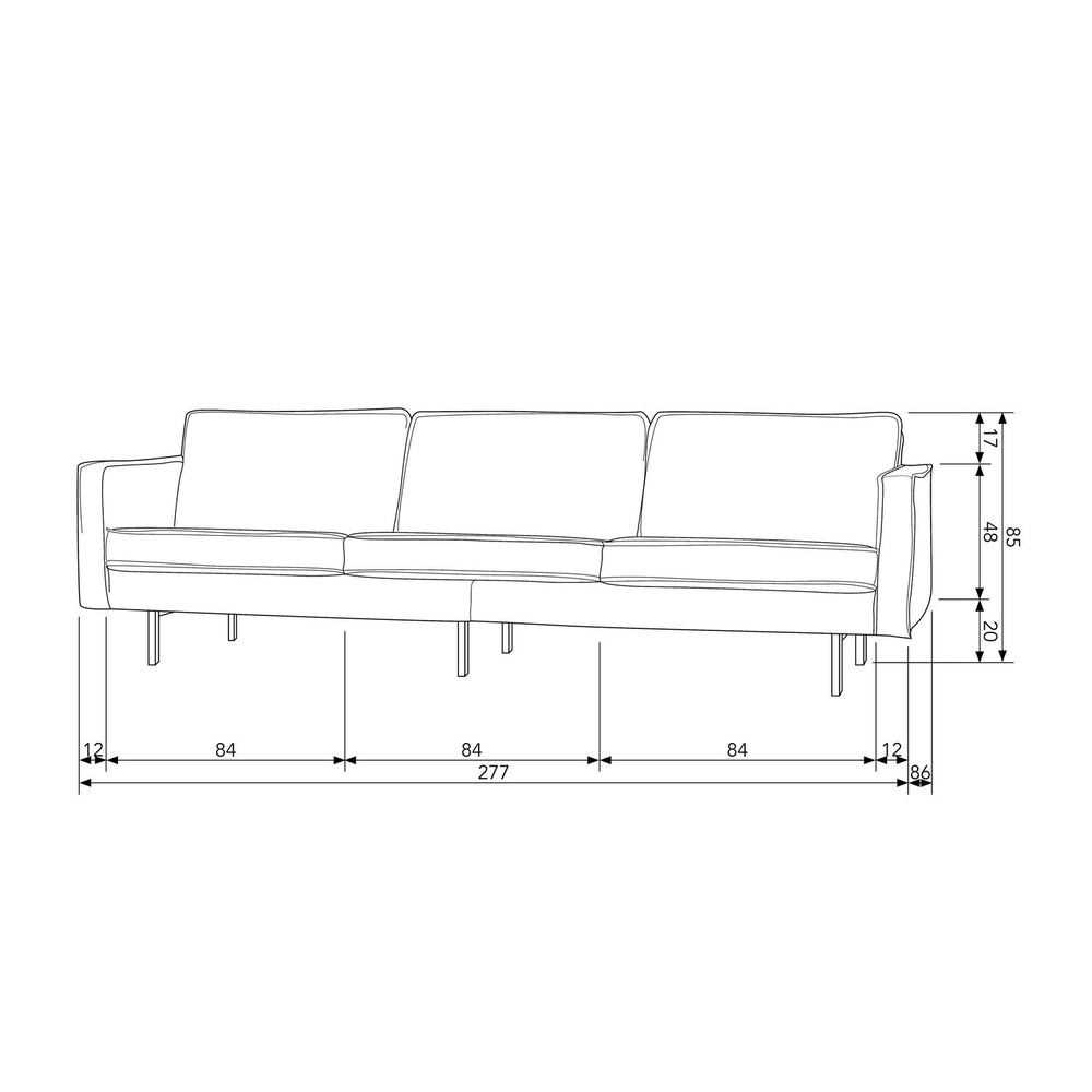 Sofa RODEO, 3 vietos, veliūro audinys, mėlyna spalva