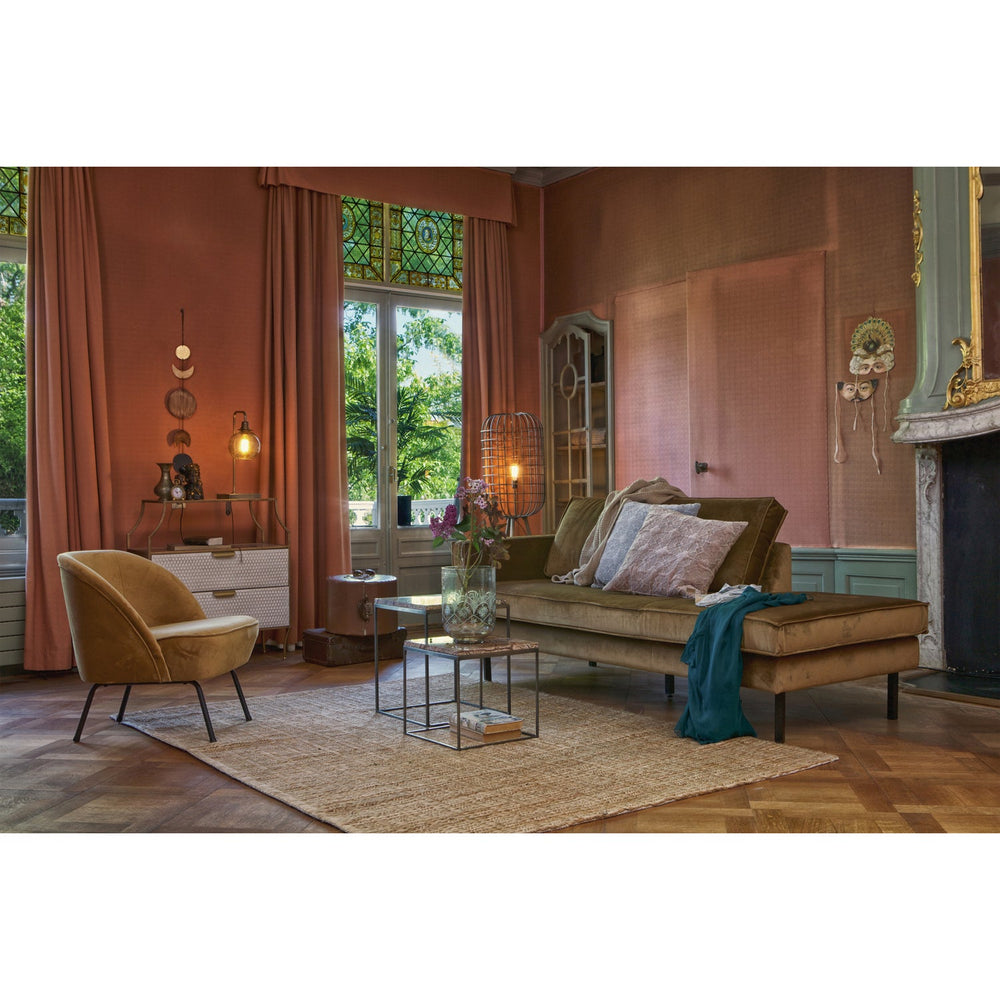 Chaise longue RODEO, right, velour fabric, honey color