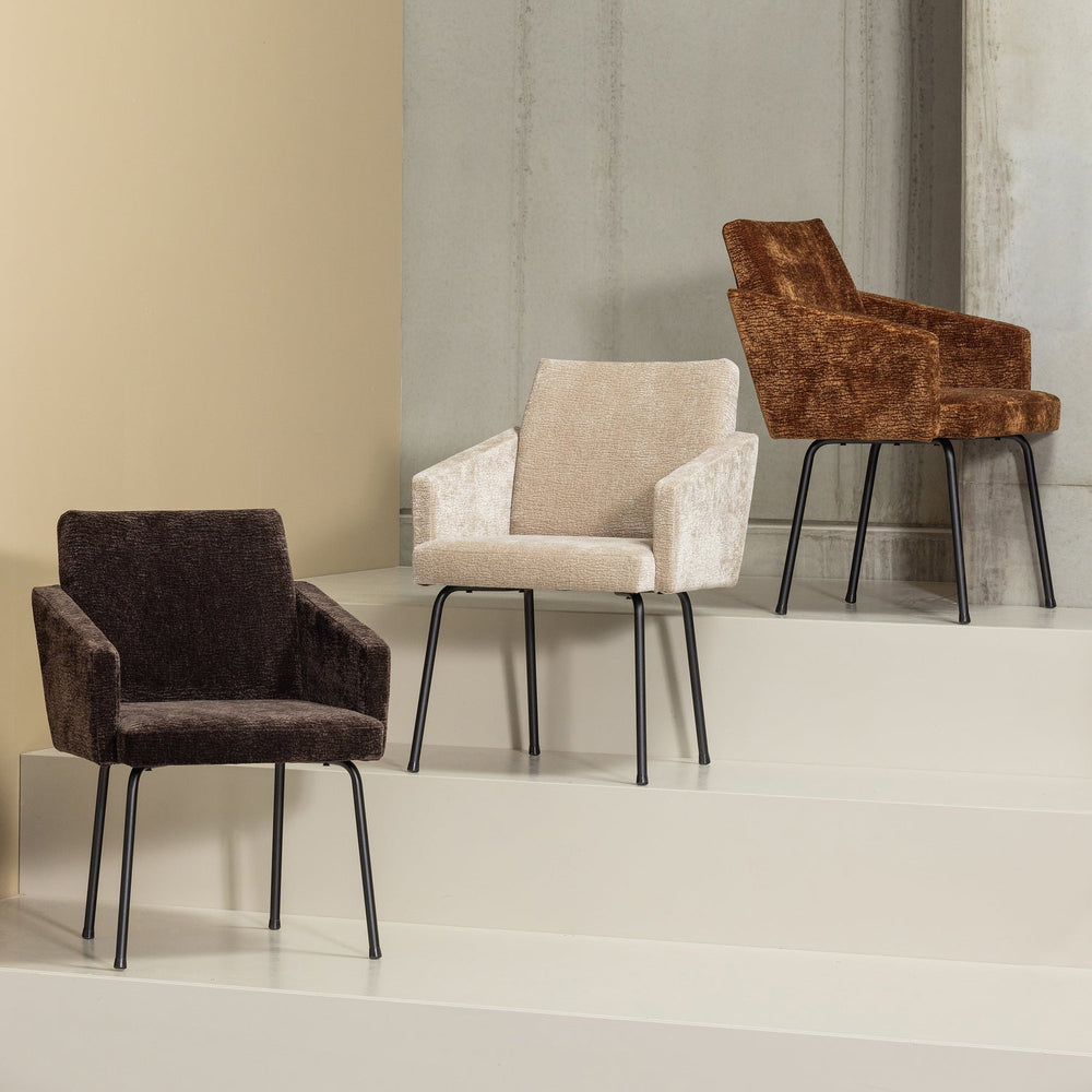 Valgomojo kėdė MOUNT su porankiais, šviesaus smėlio 3D audinys