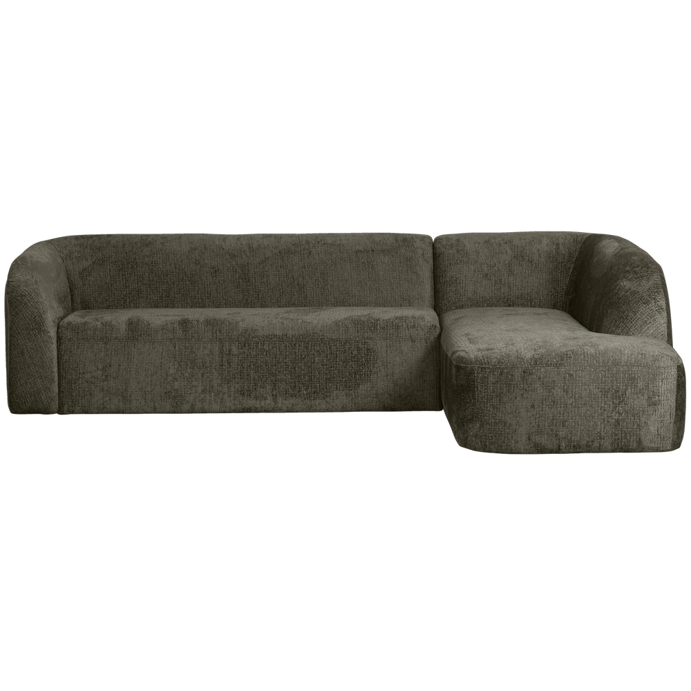 Corner sofa SLOPING, right, structured velvet, Frost