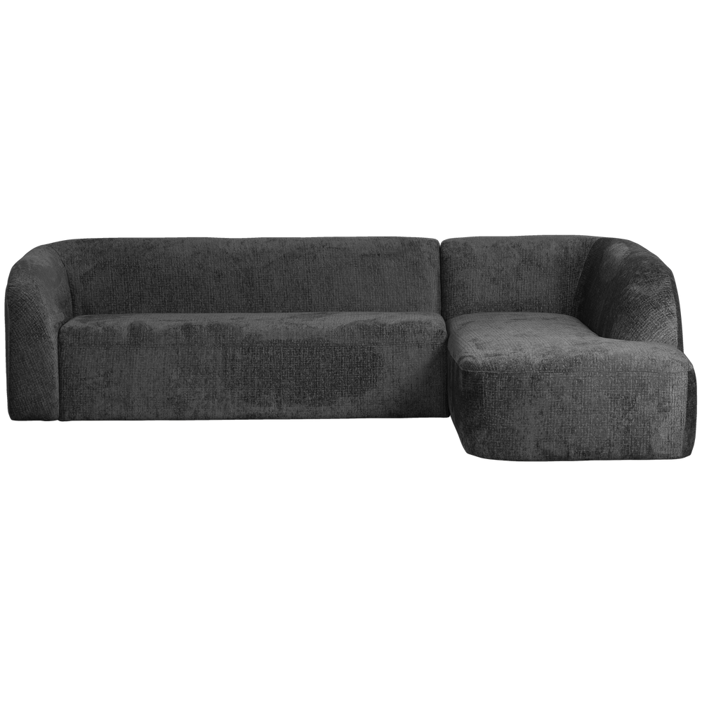 Corner sofa SLOPING, right, structured velour, Mountain