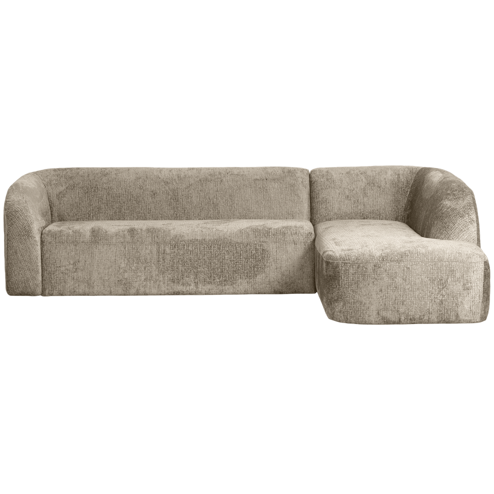 Corner sofa SLOPING, right, structured velvet, wheat color
