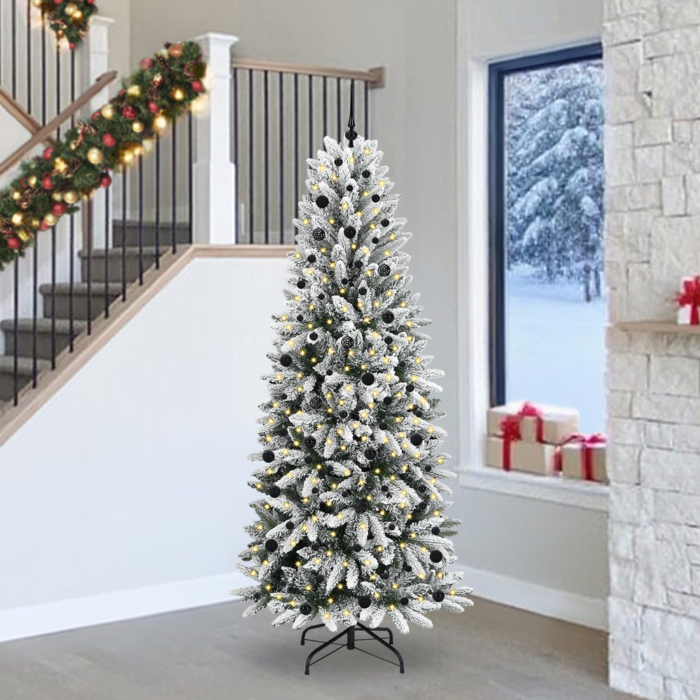 Mākslīgā Ziemassvētku eglīte WINTER PINE, ar 300 LED statīvu Balta 240 cm.