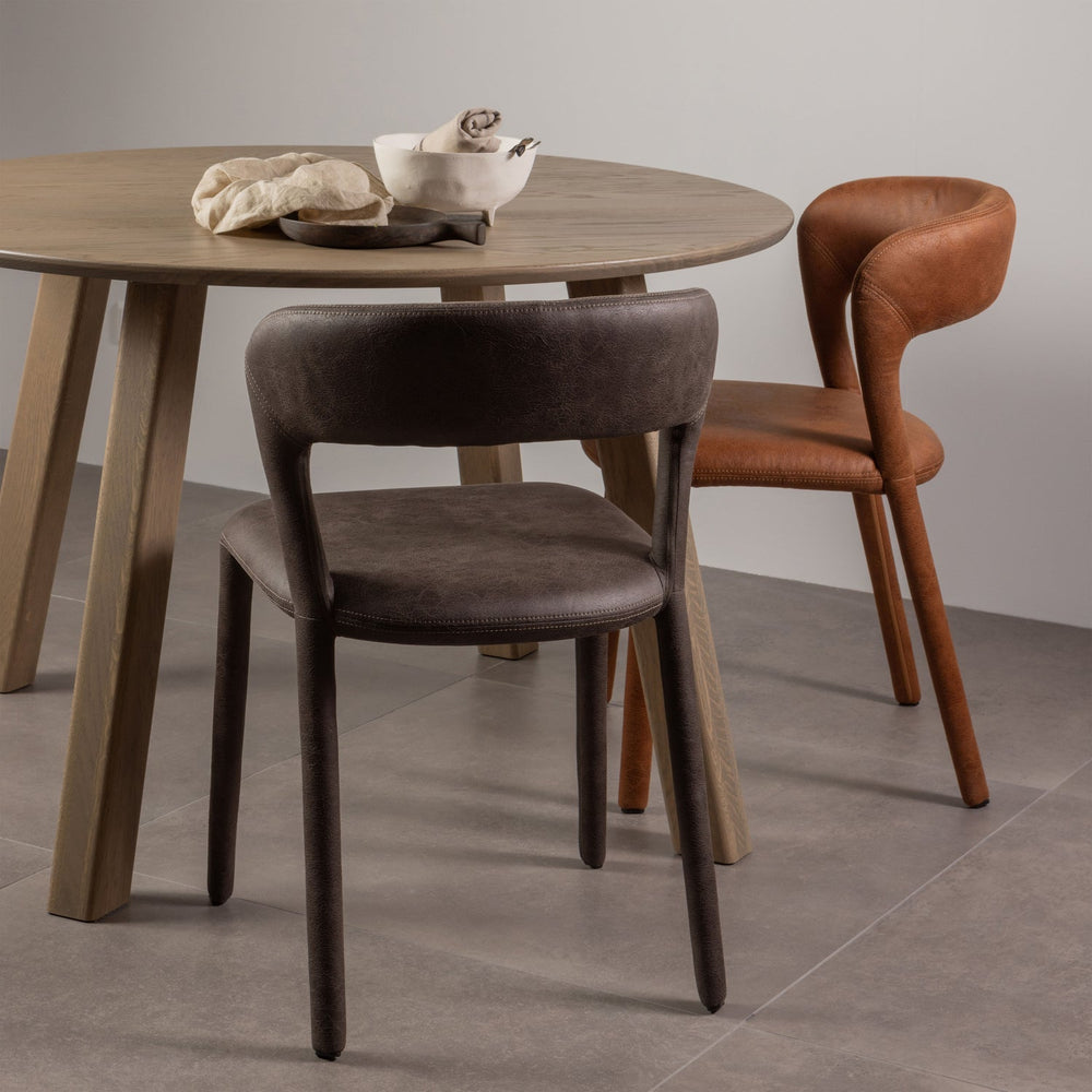 Valgomojo kėdė NOBLE, odos imitacija juoda/pilka