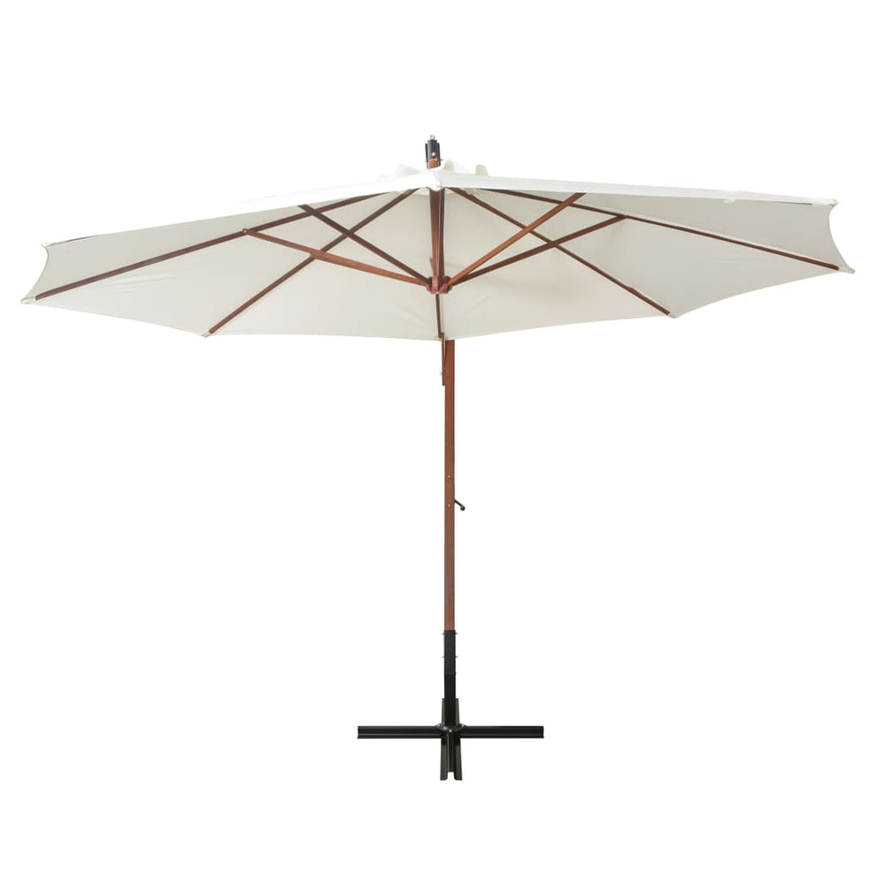 Hanging parasol, white, 350cm, wooden pole