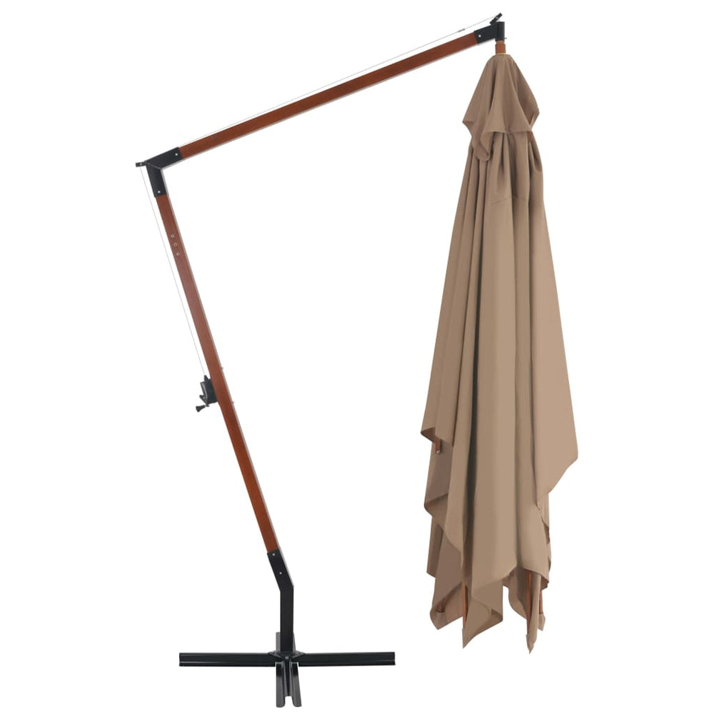 Cantilever garden parasol with wooden pole, taupe, 400x300cm
