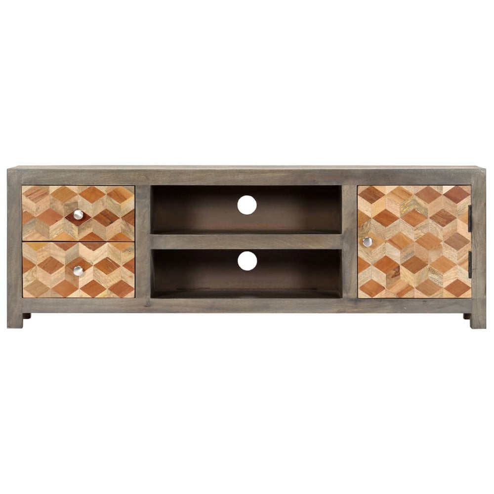 TV cabinet, grey, 120x30x40cm, solid mango wood