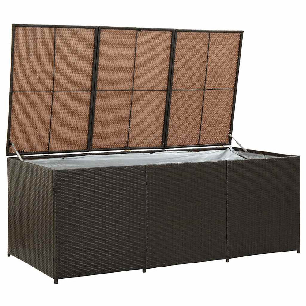 Garden storage box, brown, 180x90x70cm, poly rattan