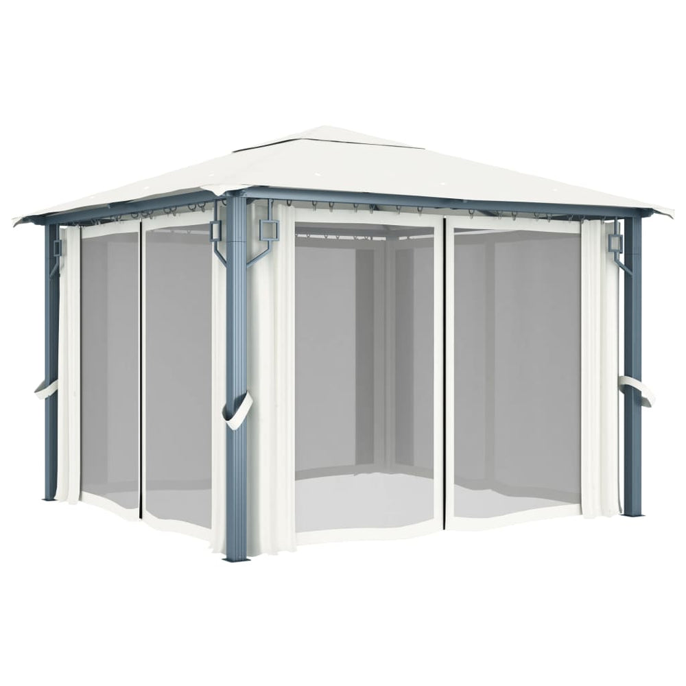 Gazebo with curtains VEGA, cream, 300x300cm