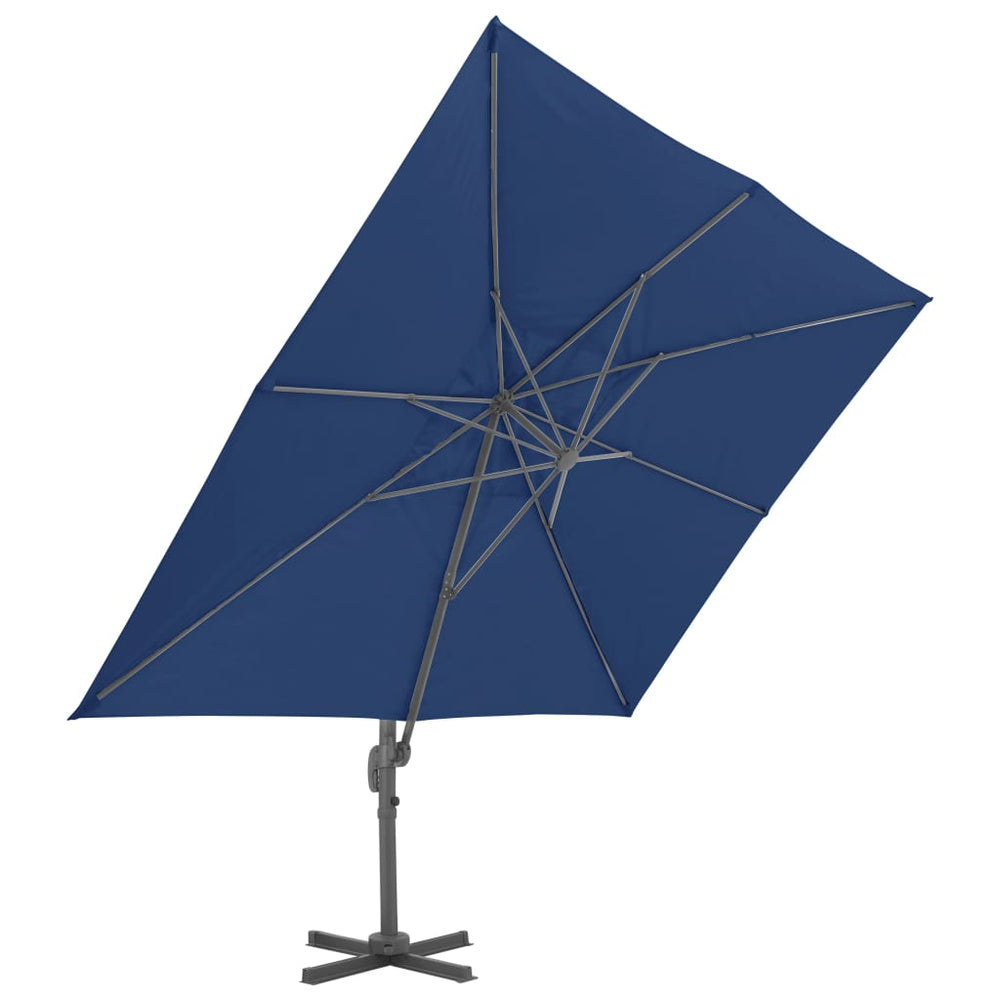 Cantilever garden parasol with aluminum pole, blue, 4x3m