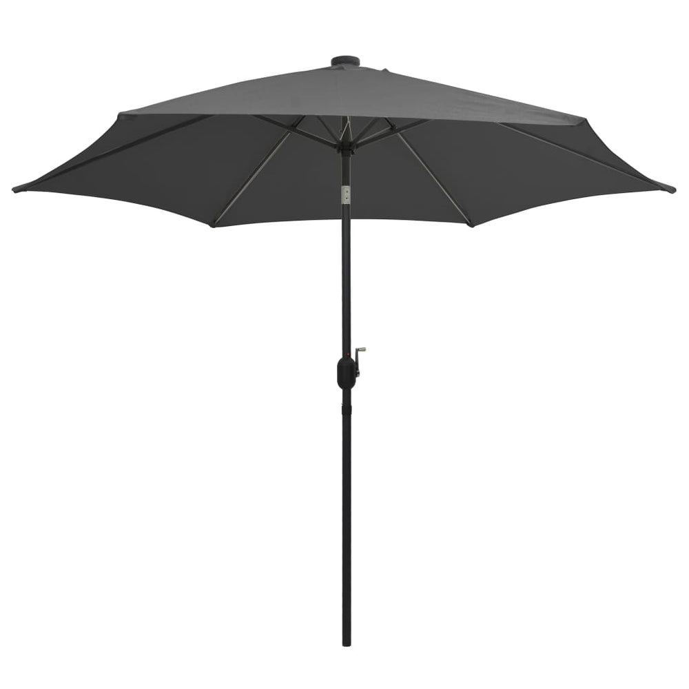 Garden umbrella with LED and aluminum pole, anthracite, 300cm