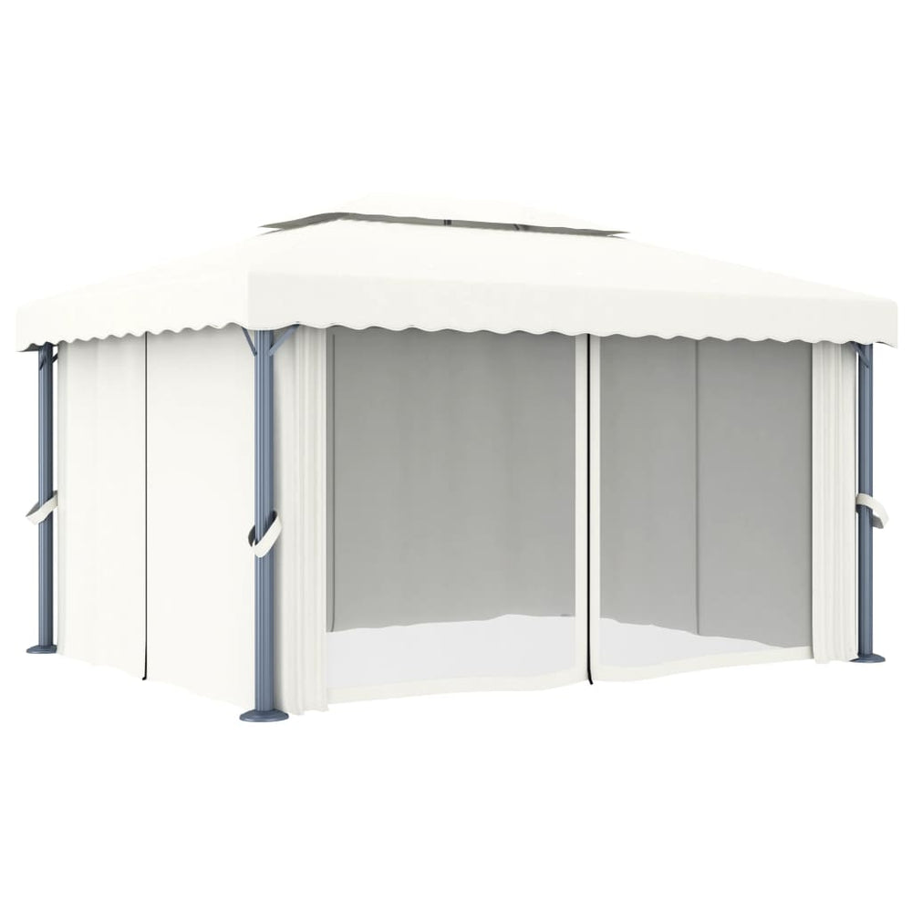 YARROW Gazebo with Curtains, white, 4x3m