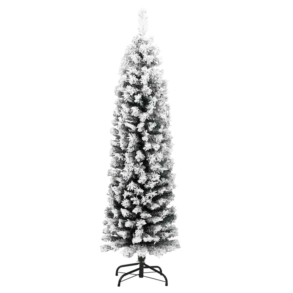 Slim artificial Christmas tree SHINE MEADOW, with snow, green, 150cm.