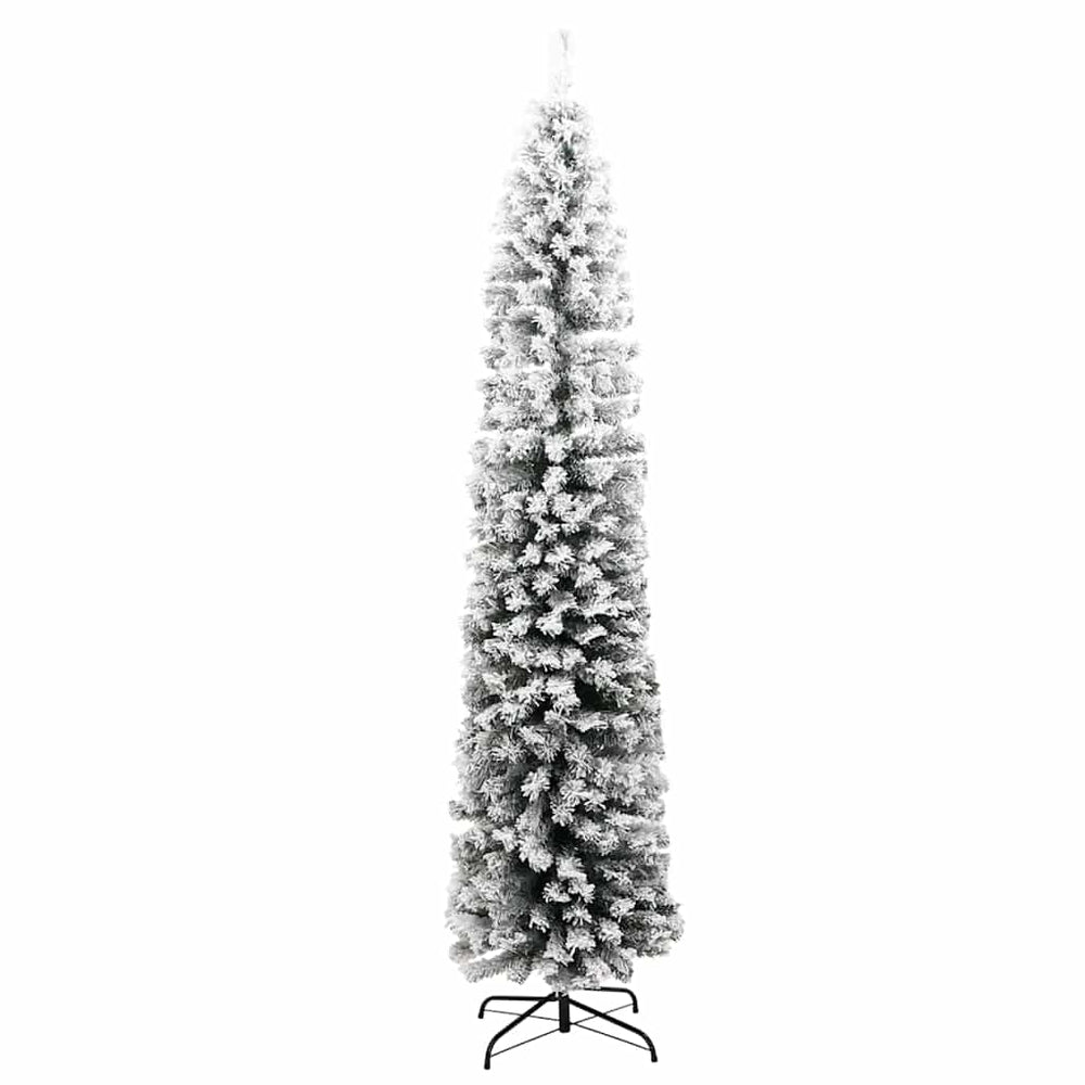 Slim artificial Christmas tree SHINE MEADOW, with snow, green, 210cm.
