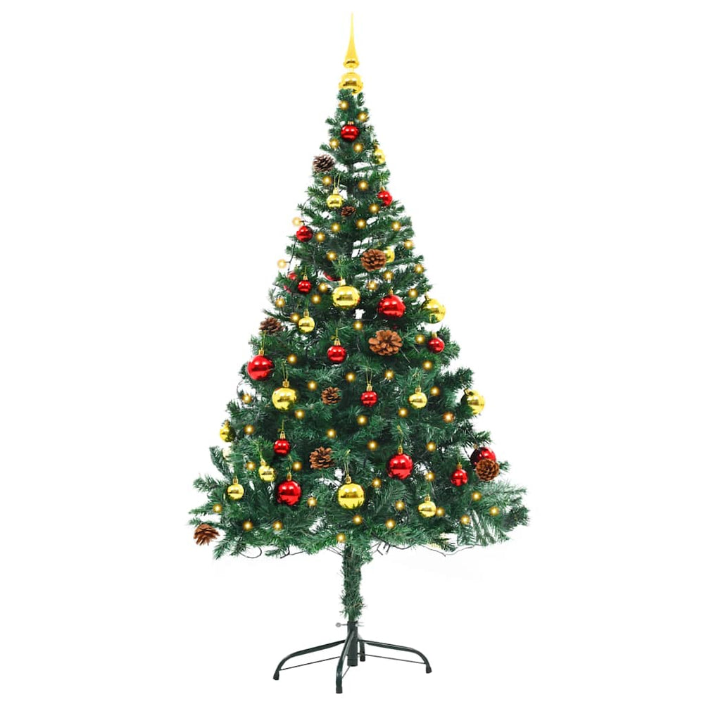 Pre-lit Artificial Christmas Tree HOLLOW BOREAL, with decorations, green, 150cm.