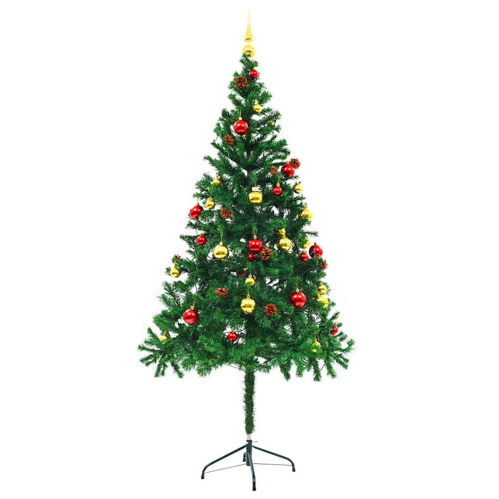 Artificial pre-lit Christmas tree HOLLOW BOREAL, with decorations, green, 180cm.