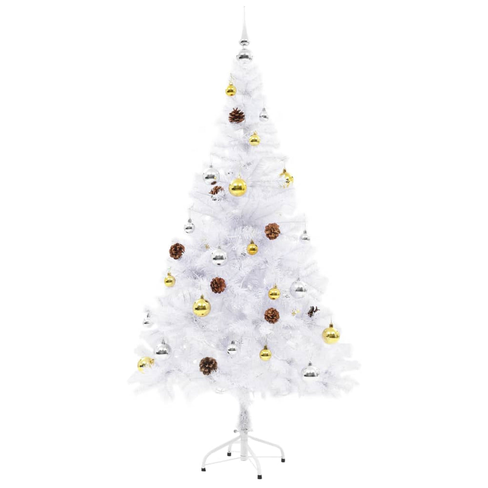 Artificial Pre-Lit Christmas Tree HOLLOW BOREAL, with decorations, white, 150cm.
