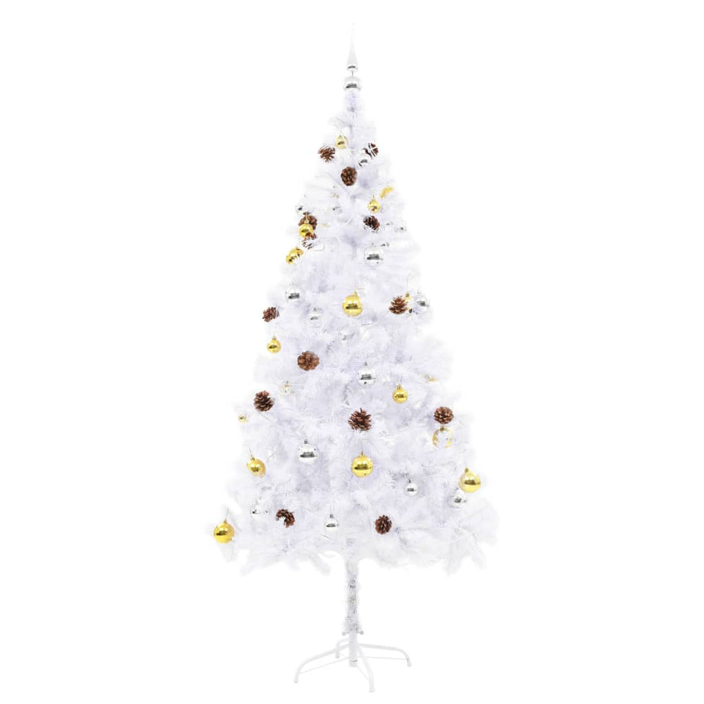 Artificial pre-lit Christmas tree HOLLOW BOREAL, with ornaments, white, 180cm.