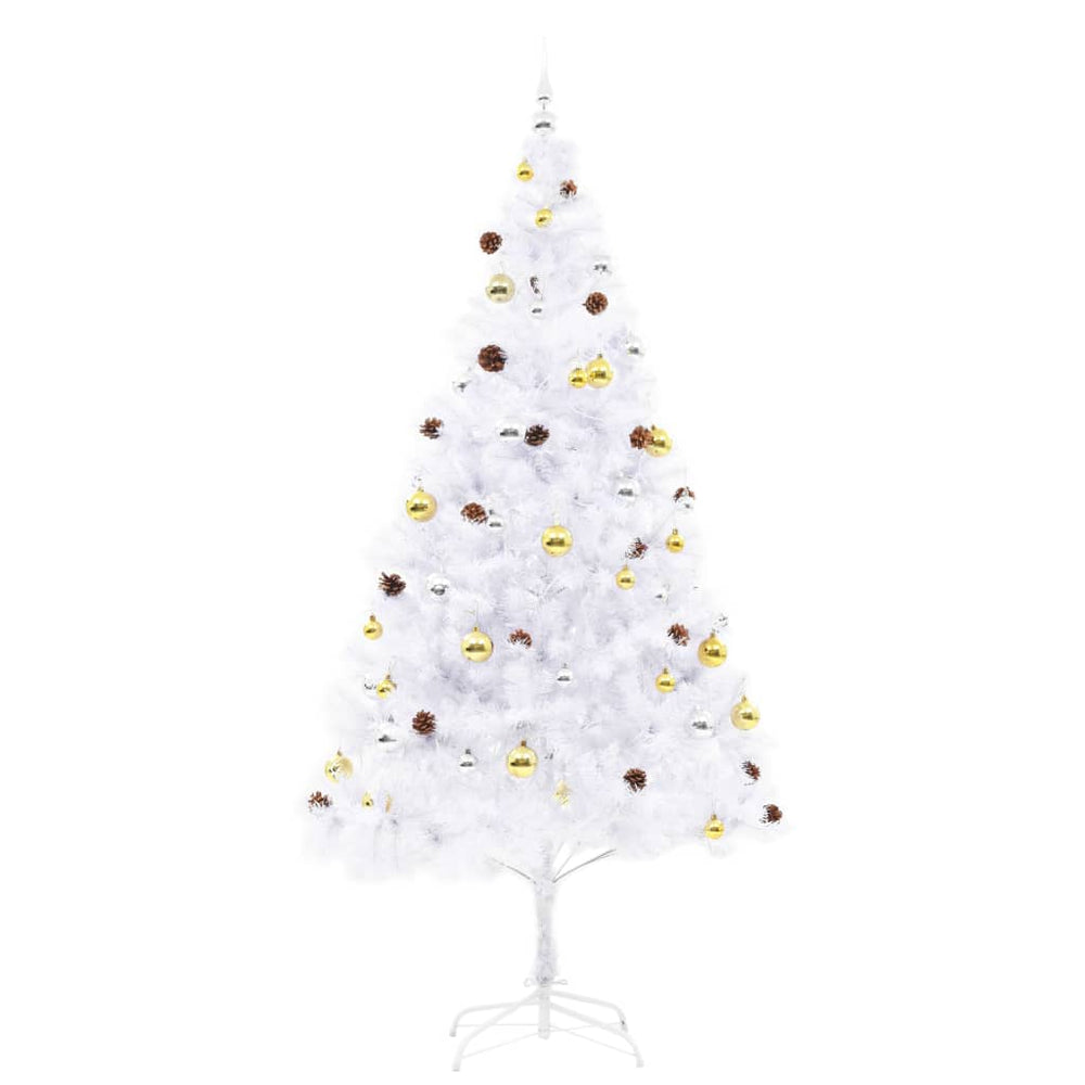 Artificial Pre-Lit Christmas Tree HOLLOW BOREAL, with decorations, white, 210cm.