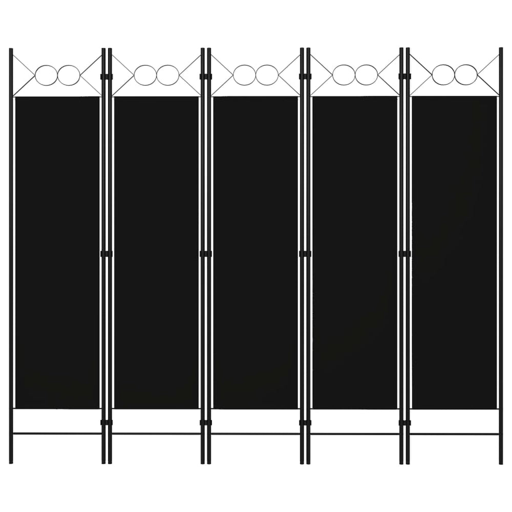Kambario pertvara, 5 dalių, juodos spalvos, 200x180cm