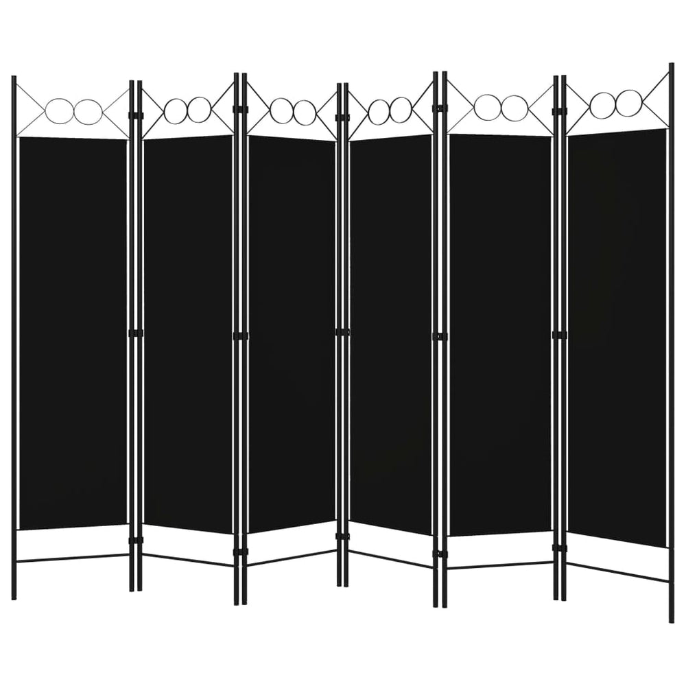 Istabas nodalītājs, 6 daļas, melns, 240x180cm