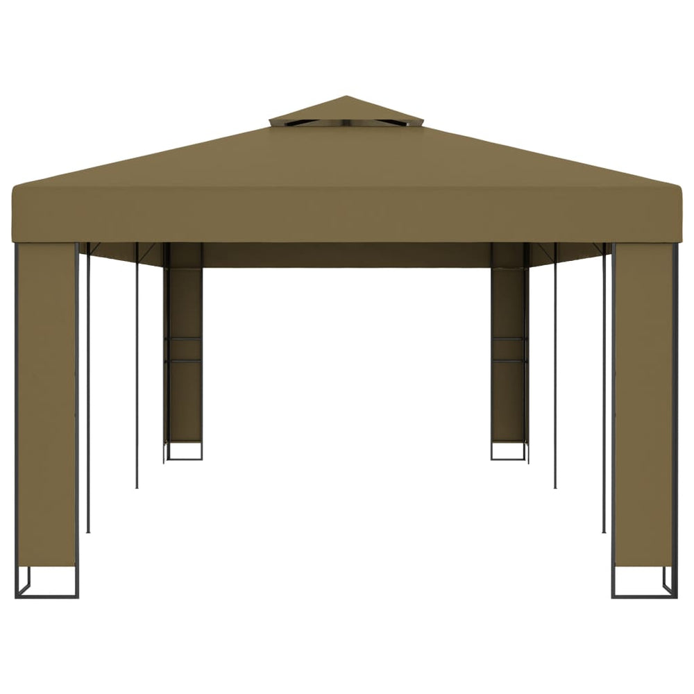 Gazebo with double roof JADE, taupe, 3x6m