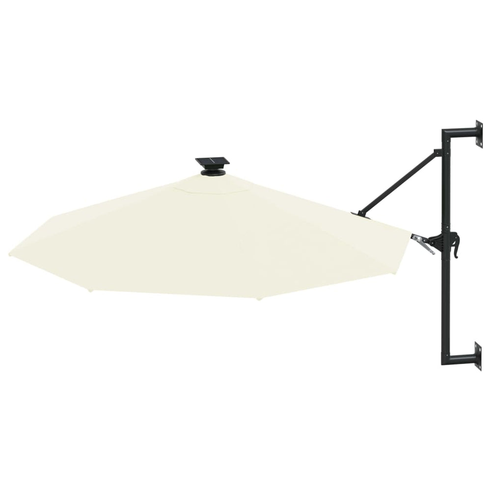 Wall-mounted garden parasol with LED, sand, 300cm