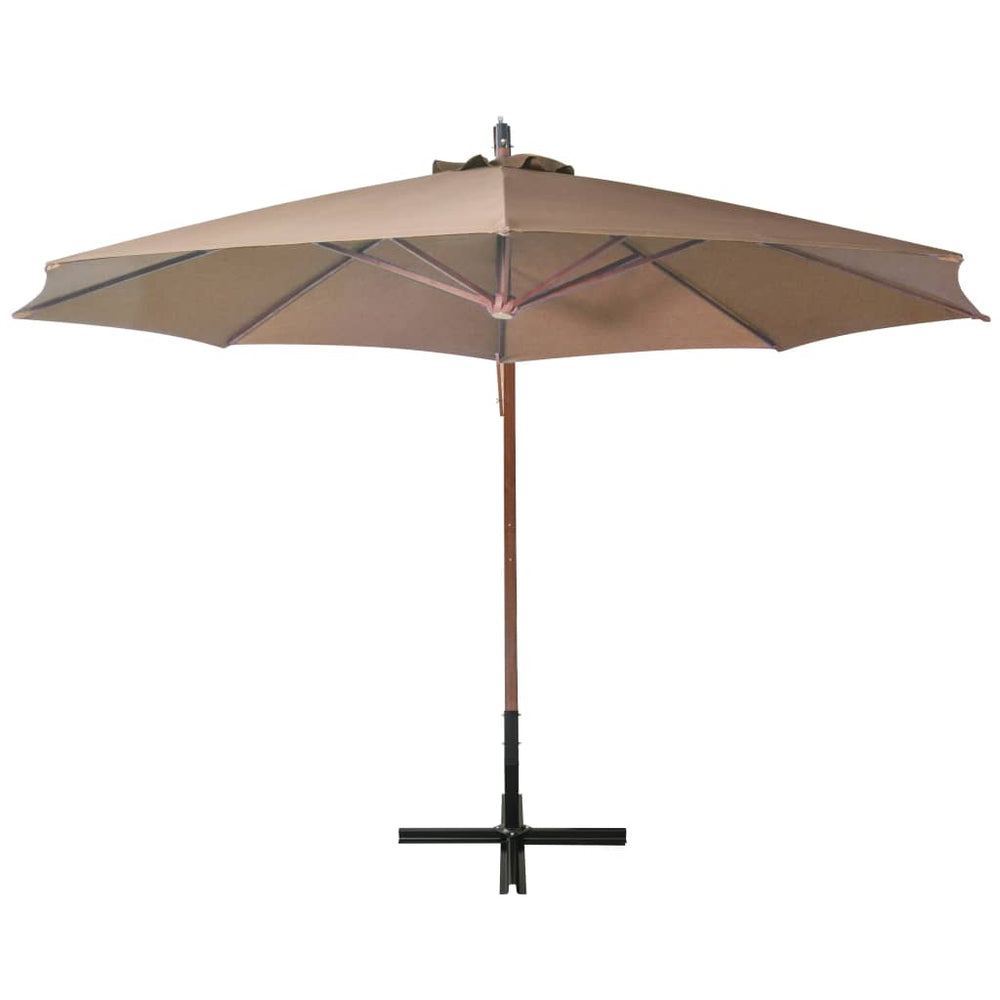 Cantilever parasol with pole, taupe, 3.5x2.9m, spruce wood