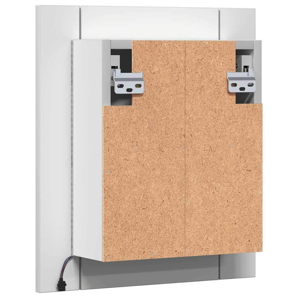 Veidrodinė vonios spintelė su LED, balta, 40x12x45cm, akrilas