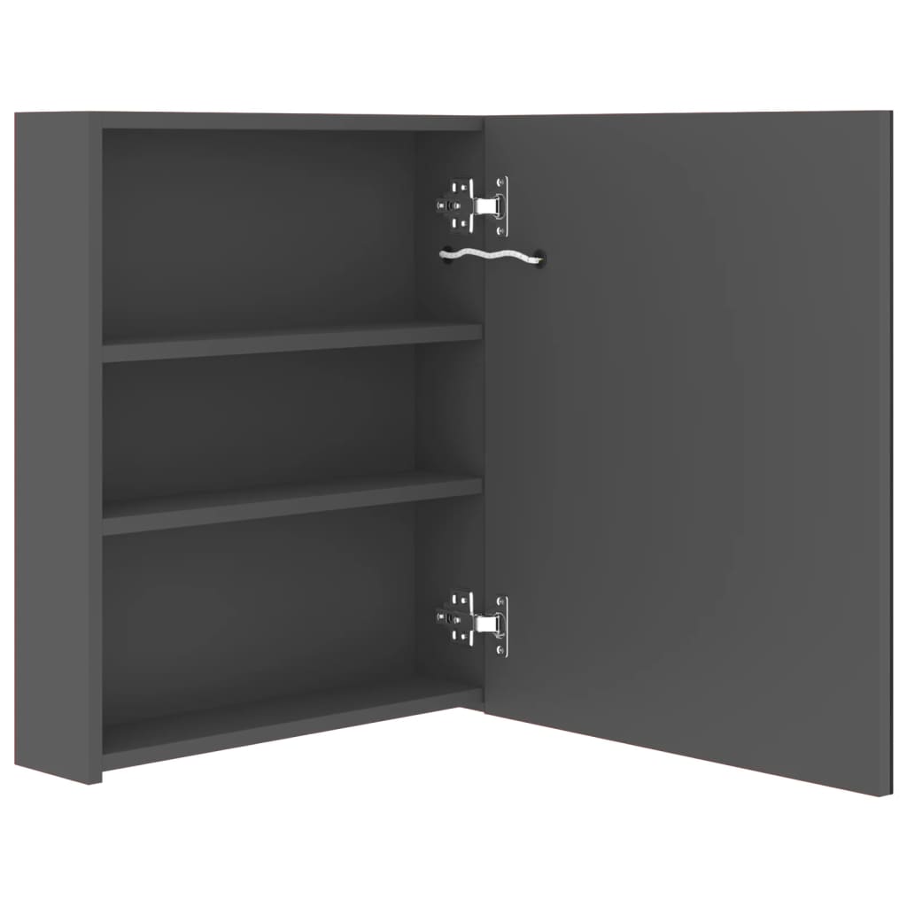 Veidrodinė vonios spintelė su LED apšvietimu, pilka, 50x14x60cm