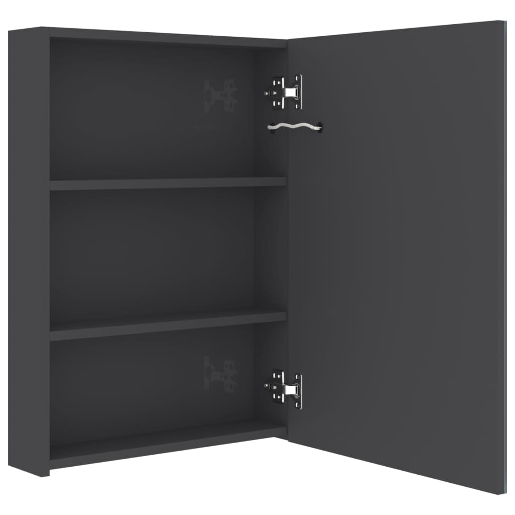 Veidrodinė vonios spintelė su LED apšvietimu, pilka, 50x13x70cm