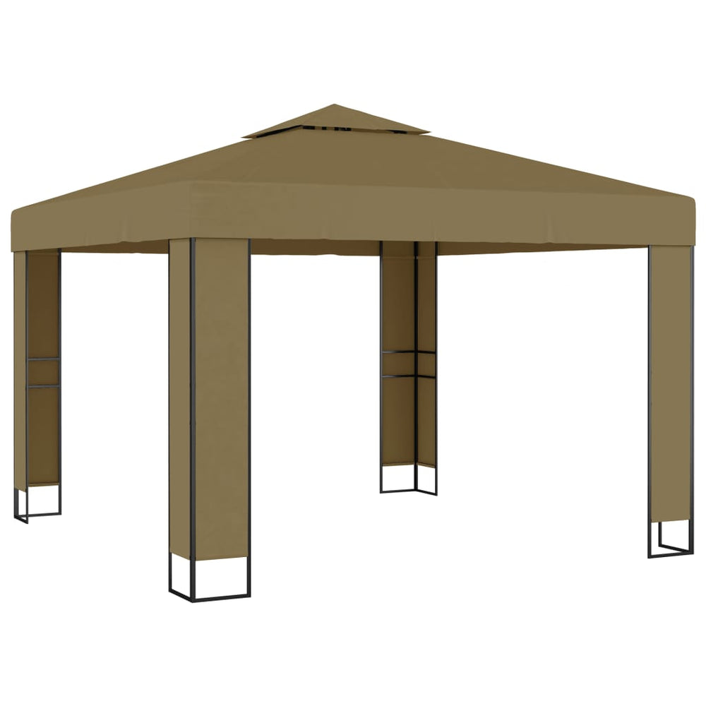 Gazebo with double roof COBALT, taupe, 3x3m