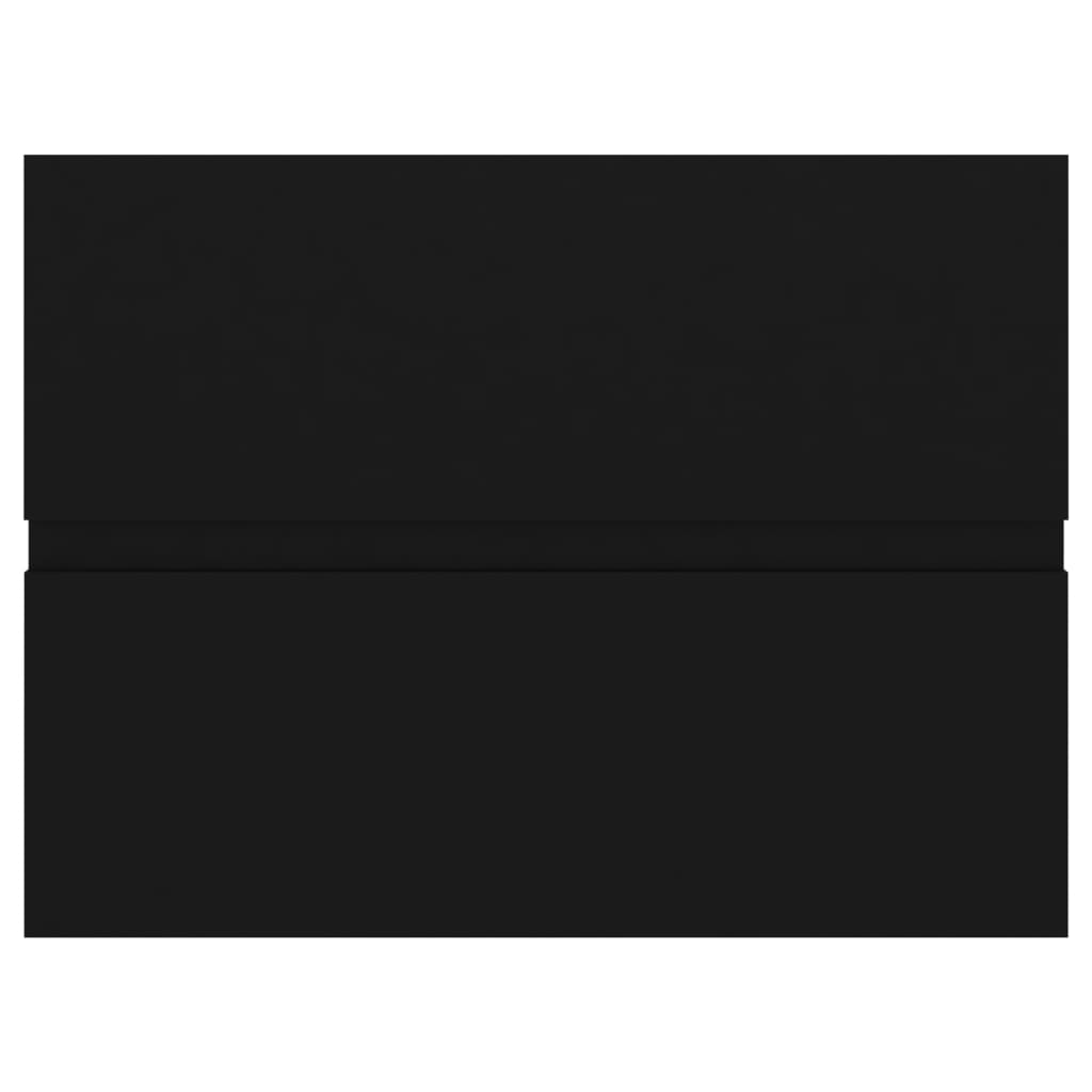 Praustuvo spintelė su įmontuotu praustuvu, juoda, mediena