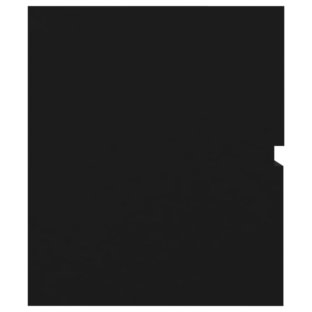 Praustuvo spintelė su įmontuotu praustuvu, juoda, mediena