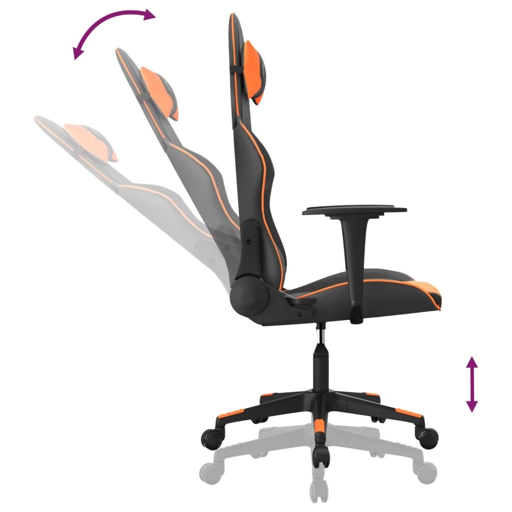 Masažinė žaidimų kėdė, juoda ir oranžinė, dirbtinė oda (34545)